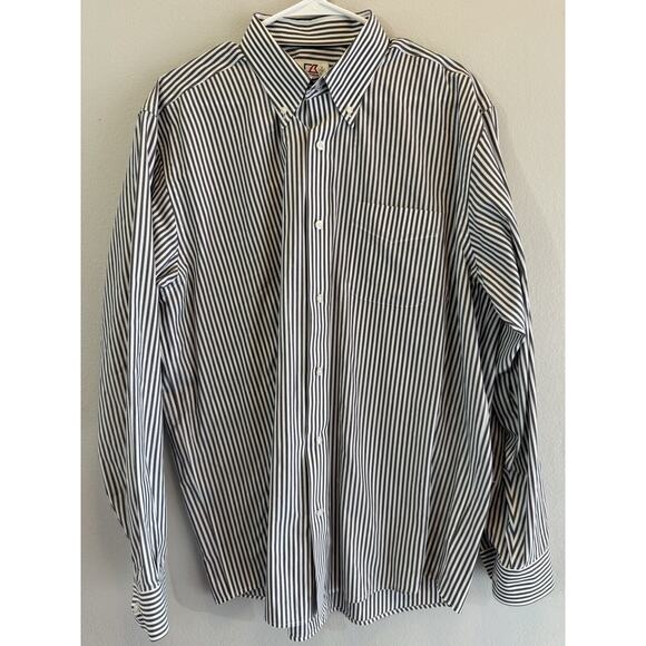 Cutter And Buck Long Sleeve XL Shirt Button Down Men’s‎ Vertical Stripes EUC - Picture 1 of 5